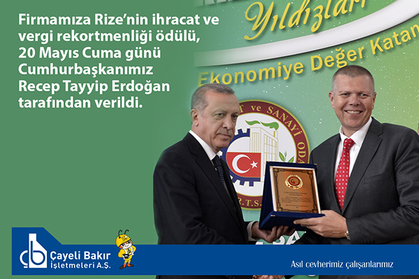 Çayeli Bakır İşletmeleri’ne Rize'nin İhracat ve Vergi Rekortmenliği Ödülü